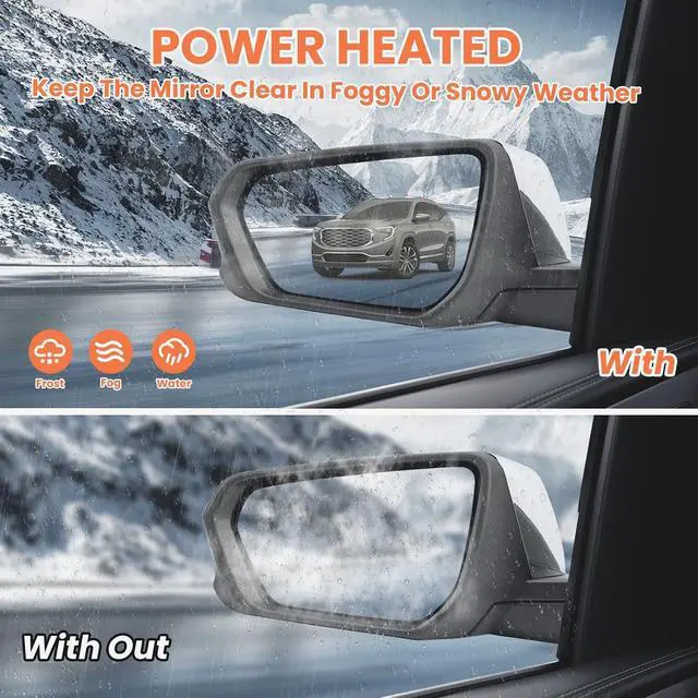 Alt view image 5 of 7 - Driver Side Mirror Compatible With 2018 2019 2020 2021 2022 2023 2024 Chevy Equinox GMC Terrain Mirrors With Power Glass Heated Turn Signal Blind Spot Replaces#84225386 (Chrome) 8 Pins