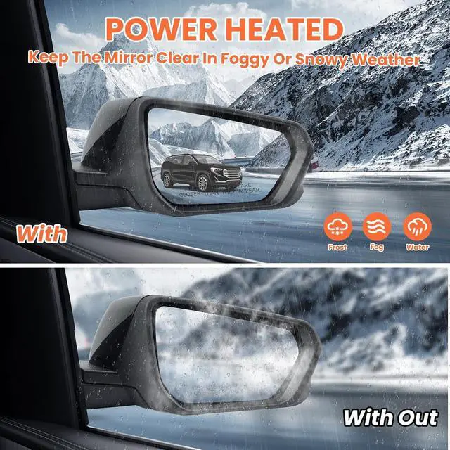 Alt view image 5 of 7 - Passenger Side Mirror for 2018-2024 Chevy Equinox GMC Terrain 8 Pins | Mirrors With Power Glass Heated Turn Signal Blind Spot Replaces#84225387(Black)