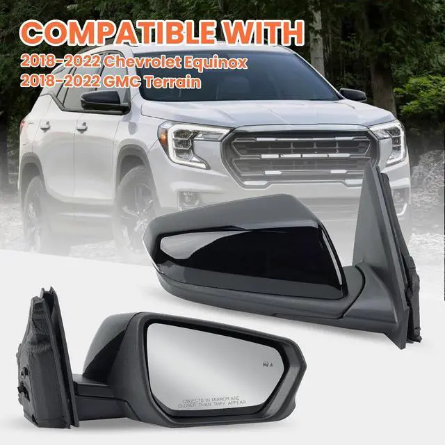 Alt view image 7 of 7 - Passenger Side Mirror for 2018-2024 Chevy Equinox GMC Terrain 8 Pins | Mirrors With Power Glass Heated Turn Signal Blind Spot Replaces#84225387(Black)