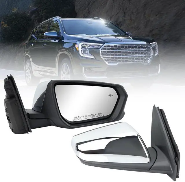 Main image of Passenger Side Mirror Compatible With 2018 2019 2020 2021 2022 2023 2024 Chevy Equinox GMC Terrain Mirrors With Power Glass Heated Turn Signal Blind Spot Replaces#84225387(Chrome)8 Pins