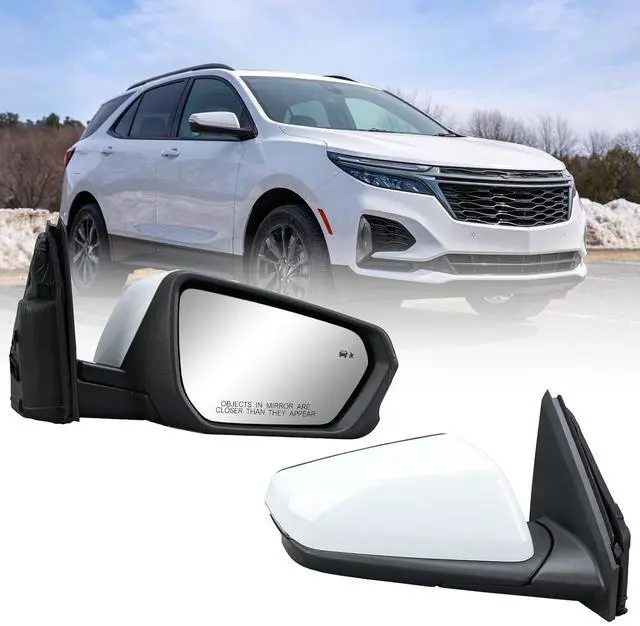 Main image of Passenger Side Mirror Compatible With 2018 2019 2020 2021 2022 2023 2024 Chevy Equinox GMC Terrain Mirrors With Power Glass Heated Turn Signal Blind Spot Replaces #84225387(White)8 Pins
