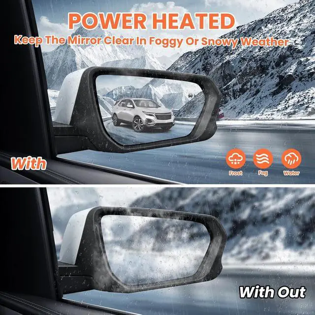 Alt view image 5 of 7 - Passenger Side Mirror Compatible With 2018 2019 2020 2021 2022 2023 2024 Chevy Equinox GMC Terrain Mirrors With Power Glass Heated Turn Signal Blind Spot Replaces #84225387(White)8 Pins