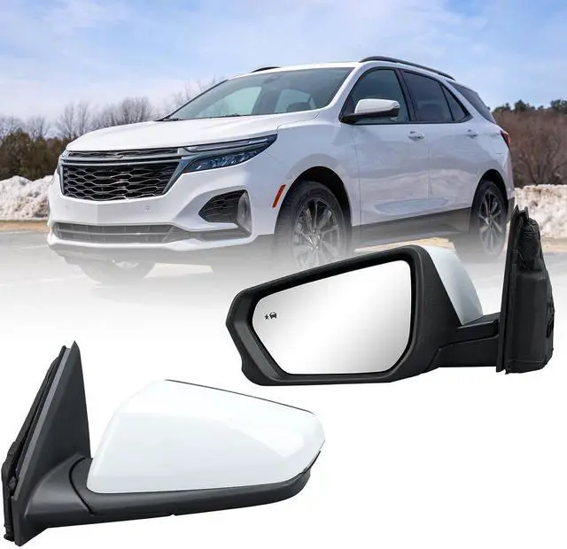 Main image of Driver Side Mirror for 2018-2024 Chevy Equinox GMC Terrain 8Pins(White) | Mirrors with Power Glass Heated Turn Signal Blind Spot Replaces #84225386