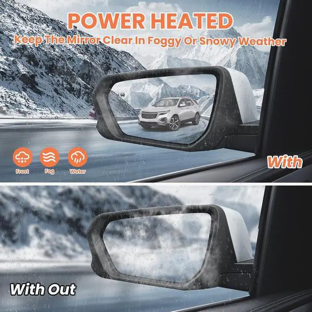 Alt view image 5 of 7 - Driver Side Mirror for 2018-2024 Chevy Equinox GMC Terrain 8Pins(White) | Mirrors with Power Glass Heated Turn Signal Blind Spot Replaces #84225386