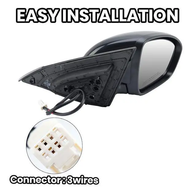 Alt view image 4 of 7 - Passenger Side Mirror Compatible with Nissan Altima 2019 2020 2021 2022 2023 Mirrors Without Heat Manual Folding Paintable Black NI1321311