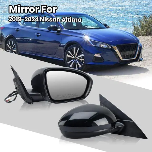 Alt view image 6 of 7 - Passenger Side Mirror Compatible with Nissan Altima 2019 2020 2021 2022 2023 Mirrors Without Heat Manual Folding Paintable Black NI1321311