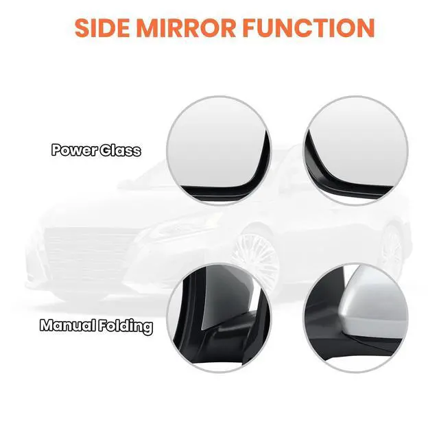 Alt view image 4 of 7 - Left Driver Side Mirror Compatible with 2019 2020 2021 2022 2023 2024 Nissan Altima Mirrors with Power Adjustment Manual Folding Brilliant Silver(3 Pins)