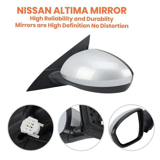 Alt view image 6 of 7 - Left Driver Side Mirror Compatible with 2019 2020 2021 2022 2023 2024 Nissan Altima Mirrors with Power Adjustment Manual Folding Brilliant Silver(3 Pins)