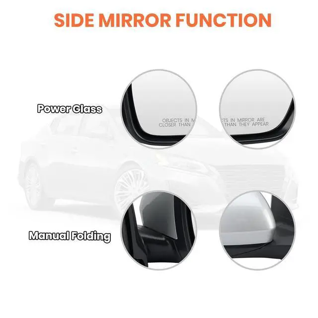 Alt view image 4 of 7 - Right Passenger Side Mirror Compatible with 2019 2020 2021 2022 2023 2024 Nissan Altima Mirrors with Power Adjustment Manual Folding Brilliant Silver(3 Pins)