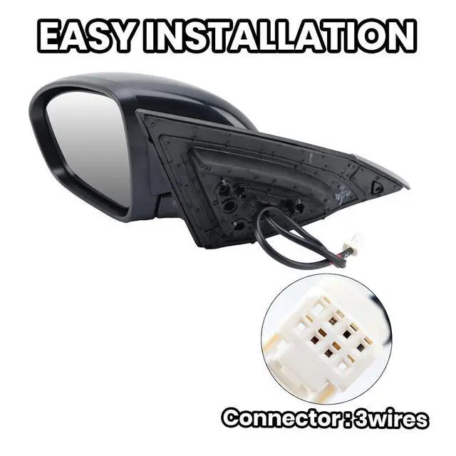 Alt view image 4 of 7 - Driver Side Mirror Compatible with Nissan Altima 2019 2020 2021 2022 2023 Mirrors Without Heat Manual Folding Paintable Black NI1320311
