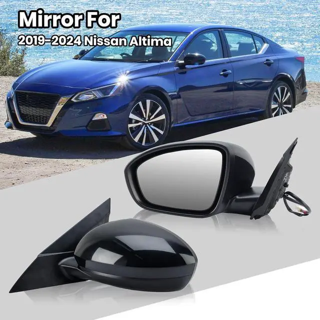 Alt view image 6 of 7 - Driver Side Mirror Compatible with Nissan Altima 2019 2020 2021 2022 2023 Mirrors Without Heat Manual Folding Paintable Black NI1320311