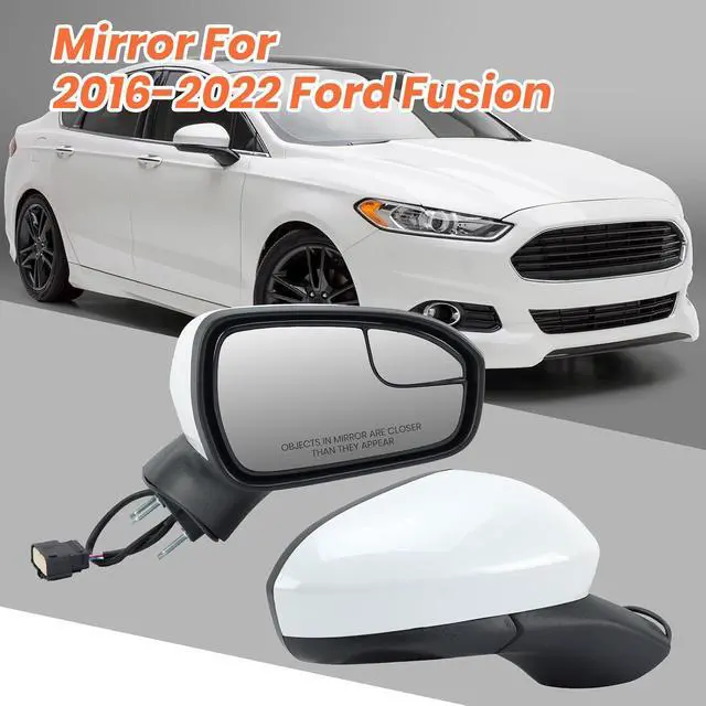 Alt view image 6 of 7 - Right Passenger Side Mirror Assembly Compatible with Ford Fusion 2016-2020 Mirrors with Power Manual Folding White 3Pins