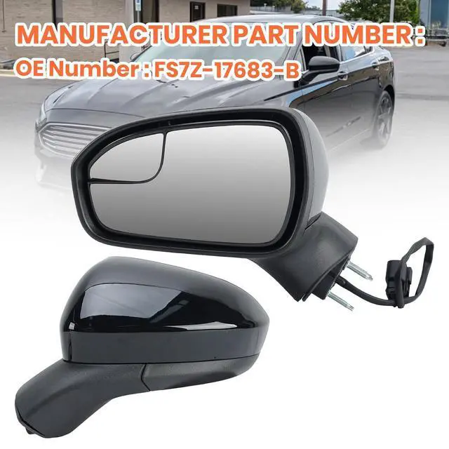 Alt view image 6 of 7 - Left Driver Side Mirror Compatible with Ford Fusion 2016 2017 2018 2019 2020 2021 2022 Mirrors with Power Manual Folding Black 3Pins