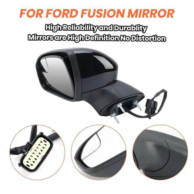 Alt view image 5 of 7 - Left Driver Side Mirror Compatible with Ford Fusion 2016 2017 2018 2019 2020 2021 2022 Mirrors with Power Manual Folding Black 3Pins