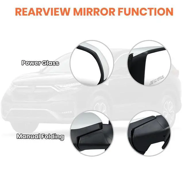 Alt view image 4 of 7 - Right Passenger Side Mirror Compatible with 2016-2022 HR-V 3 Pins | Mirrors with Power Glass Manual Folding Paintable White