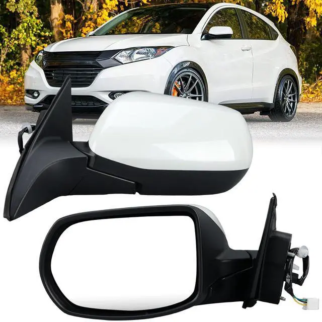 Main image of Left Driver Side Mirror Compatible with 2016-2022 HR-V 3 Pins | Mirrors with Power Glass Manual Folding Paintable White