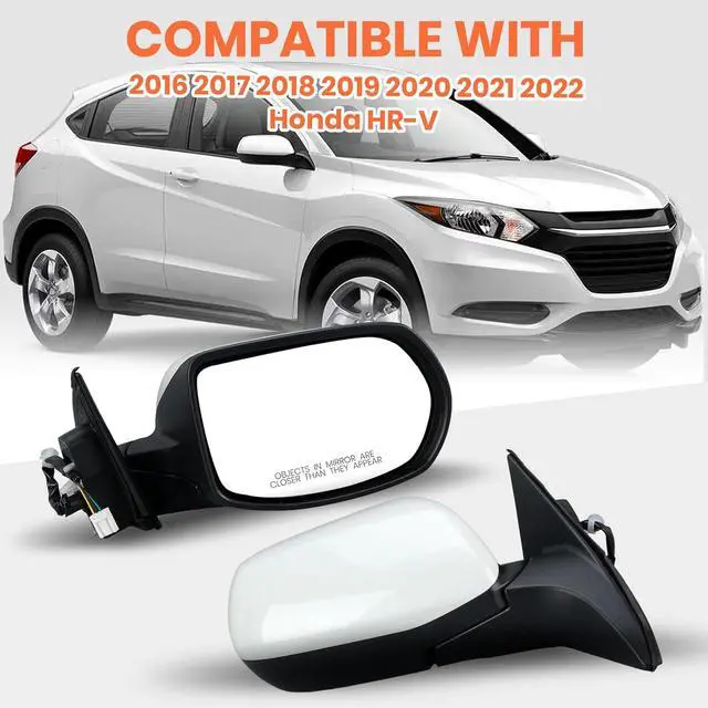Alt view image 7 of 7 - Right Passenger Side Mirror Compatible with 2016-2022 HR-V 3 Pins | Mirrors with Power Glass Manual Folding Paintable White