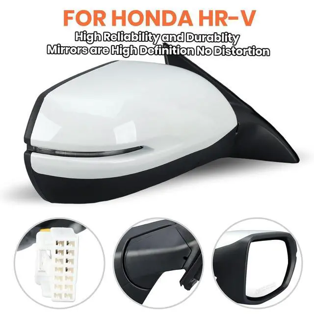 Alt view image 6 of 7 - Right Passenger Side Mirror Compatible with 2016 2017 2018 2019 2020 2021 2022 HR-V EX EX-L Door Mirrors with Power Heated Glass Turn Signals Manual Folding White (6 Pins)