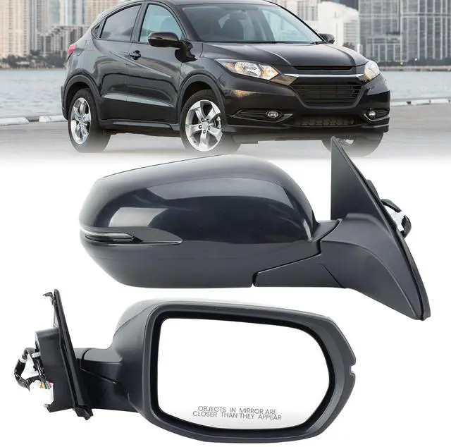 Main image of Right Passenger Side Mirror Compatible with 2016 2017 2018 2019 2020 2021 2022 HR-V EX EX-L Door Mirrors with Power Heated Glass Turn Signals Manual Folding Gloss Black (6 Pins)