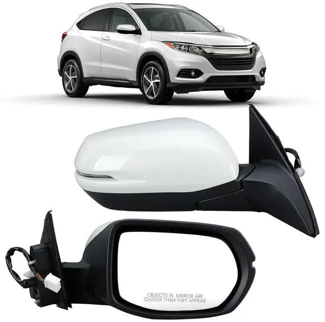 Main image of Right Passenger Side Mirror Compatible with 2016 2017 2018 2019 2020 2021 2022 HR-V EX EX-L Door Mirrors with Power Heated Glass Turn Signals Manual Folding White (6 Pins)