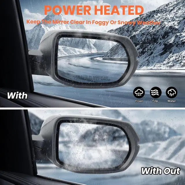 Alt view image 5 of 7 - Right Passenger Side Mirror Compatible with 2016 2017 2018 2019 2020 2021 2022 HR-V EX EX-L Door Mirrors with Power Heated Glass Turn Signals Manual Folding Gloss Black (6 Pins)