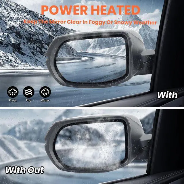 Alt view image 5 of 7 - Left Driver Side Mirror Compatible with 2016 2017 2018 2019 2020 2021 2022 HR-V EX EX-L Door Mirrors with Power Heated Glass Turn Signals Manual Folding Gloss Black(6 Pins)