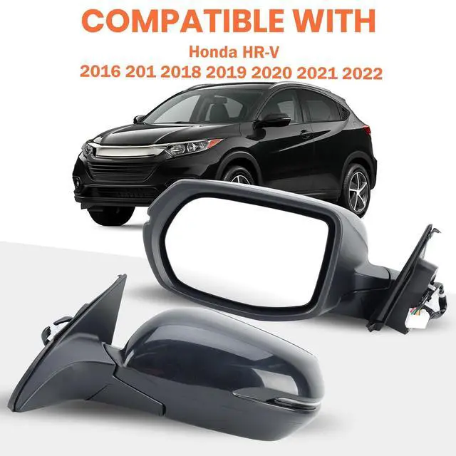 Alt view image 7 of 7 - Left Driver Side Mirror Compatible with 2016 2017 2018 2019 2020 2021 2022 HR-V EX EX-L Door Mirrors with Power Heated Glass Turn Signals Manual Folding Gloss Black(6 Pins)