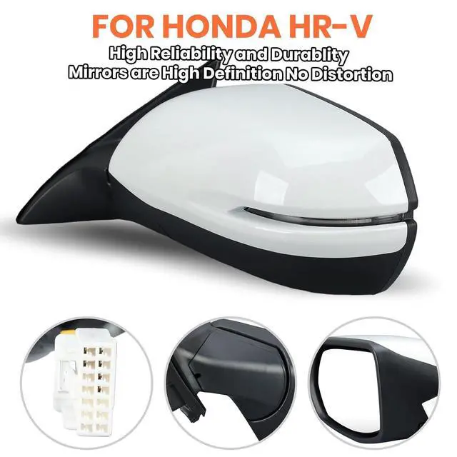 Alt view image 6 of 7 - Left Driver Side Mirror Compatible with 2016 2017 2018 2019 2020 2021 2022 HR-V EX EX-L Door Mirrors with Power Heated Glass Turn Signals Manual Folding White (6 Pins)