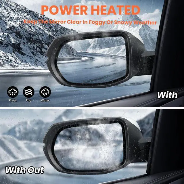 Alt view image 5 of 7 - Left Driver Side Mirror Compatible with 2016 2017 2018 2019 2020 2021 2022 HR-V EX EX-L Door Mirrors with Power Heated Glass Turn Signals Manual Folding White (6 Pins)