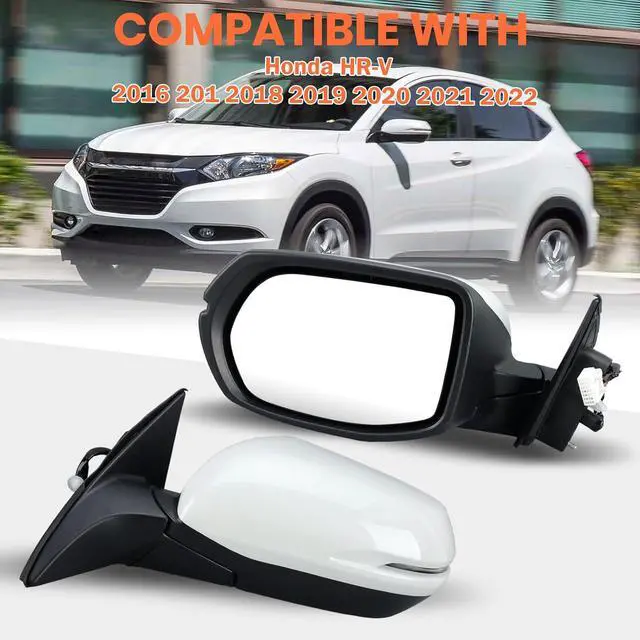 Alt view image 7 of 7 - Left Driver Side Mirror Compatible with 2016 2017 2018 2019 2020 2021 2022 HR-V EX EX-L Door Mirrors with Power Heated Glass Turn Signals Manual Folding White (6 Pins)
