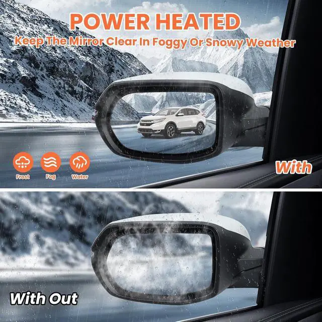 Alt view image 5 of 7 - Driver Side Mirror Compatible With 2017-2022 Honda CRV EX EX-L Touring Mirrors With Heated Blind Spot Turn Signal Power Glass Manual Folding White Replace# 76251T1WA01ZF(9Pins)