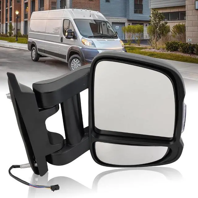 Main image of Passenger Right Side Mirror for 2019 2020 2021 2022 RAM Promaster 1500 2500 3500,Power Door Mirror with Heated,Turn Signals Light,Replaces# FO1321536(Long Arm)