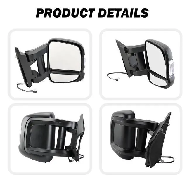 Alt view image 6 of 7 - Passenger Right Side Mirror for 2019 2020 2021 2022 RAM Promaster 1500 2500 3500,Power Door Mirror with Heated,Turn Signals Light,Replaces# FO1321536(Long Arm)