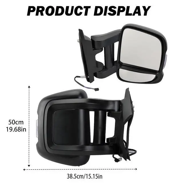 Alt view image 7 of 7 - Passenger Right Side Mirror for 2019 2020 2021 2022 RAM Promaster 1500 2500 3500,Power Door Mirror with Heated,Turn Signals Light,Replaces# FO1321536(Long Arm)