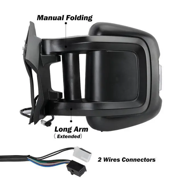 Alt view image 3 of 7 - Driver Left Side Mirror for 2019 2020 2021 2022 RAM Promaster 1500 2500 3500,Power Door Mirror with Heated,Turn Signals Light,Temperature Sensor,Replaces# FO1321536(Long Arm)