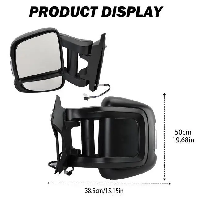 Alt view image 7 of 7 - Driver Left Side Mirror for 2019 2020 2021 2022 RAM Promaster 1500 2500 3500,Power Door Mirror with Heated,Turn Signals Light,Temperature Sensor,Replaces# FO1321536(Long Arm)