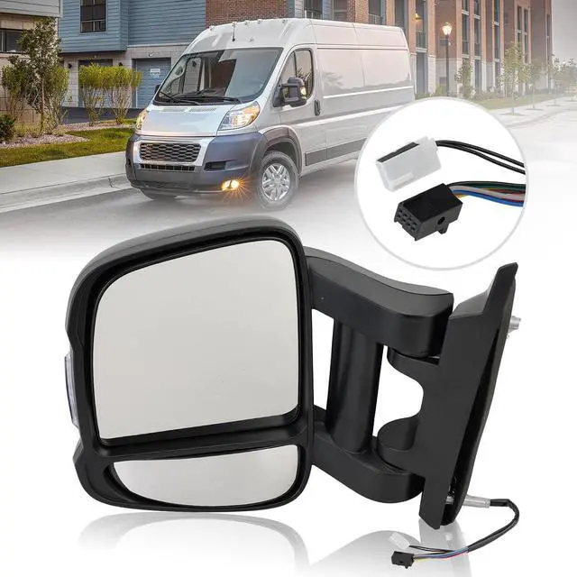 Main image of Driver Left Side Mirror for 2019 2020 2021 2022 RAM Promaster 1500 2500 3500,Power Door Mirror with Heated,Turn Signals Light,Temperature Sensor,Replaces# FO1321536(Long Arm)