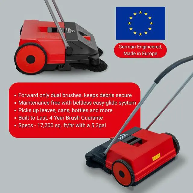 Alt view image 5 of 7 - Haaga Starmix 255 Hand Sweeper - Ideal for Smaller Areas with 55cm Sweeping Width - Capacity 1,600 m²/h - Container Volume 20 litres - Beltless Drive with Dual Disc Brushes