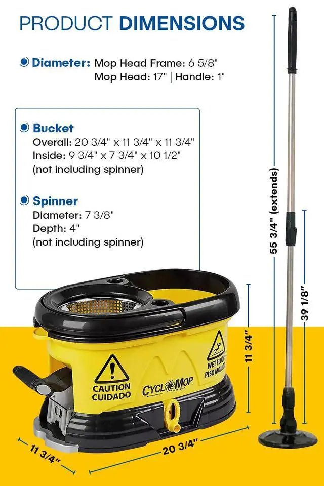 Alt view image 5 of 7 - CycloMop® Commercial Spinning Spin Mop with Dolly Wheels - Heavy Duty Design for Years of Use