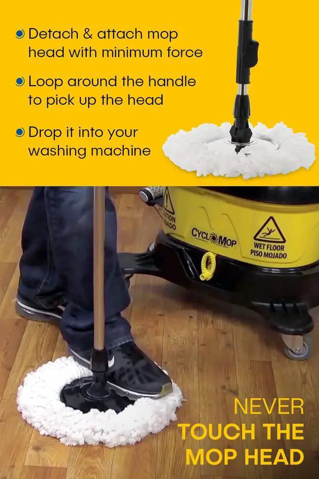 Alt view image 6 of 7 - CycloMop® Commercial Spinning Spin Mop with Dolly Wheels - Heavy Duty Design for Years of Use