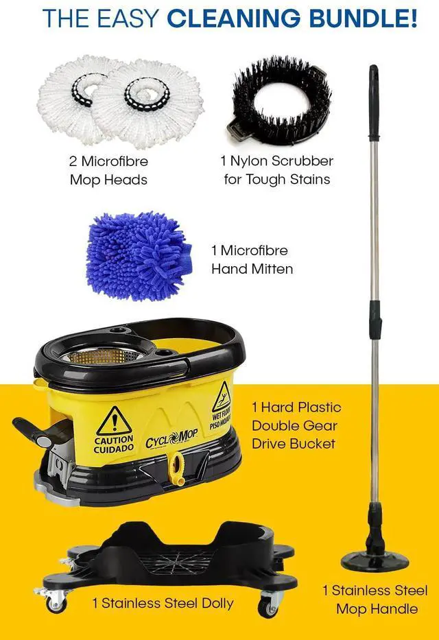 Alt view image 7 of 7 - CycloMop® Commercial Spinning Spin Mop with Dolly Wheels - Heavy Duty Design for Years of Use