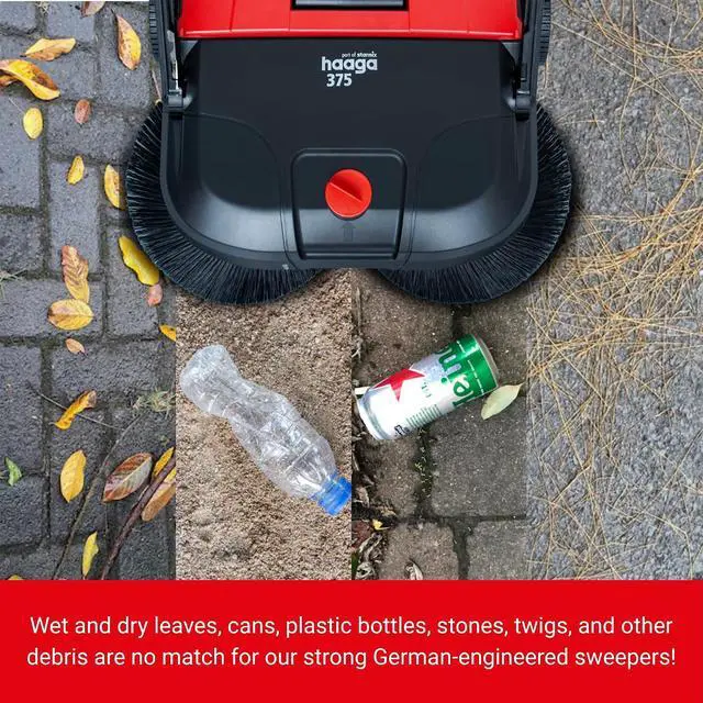 Alt view image 3 of 7 - Haaga Starmix 375 Hand Sweeper - Ideal for Thorough Cleaning with 75cm Sweeping Width - Capacity 2,900 m²/h - Container Volume 50 litres - Beltless Drive with Turbo Sweeping System