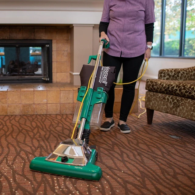 Alt view image 2 of 3 - Bissell BigGreen Commercial BG102DC ProCup Comfort Grip Handle Upright Vacuum with Magnet, 870W, 16" Vacuum Width