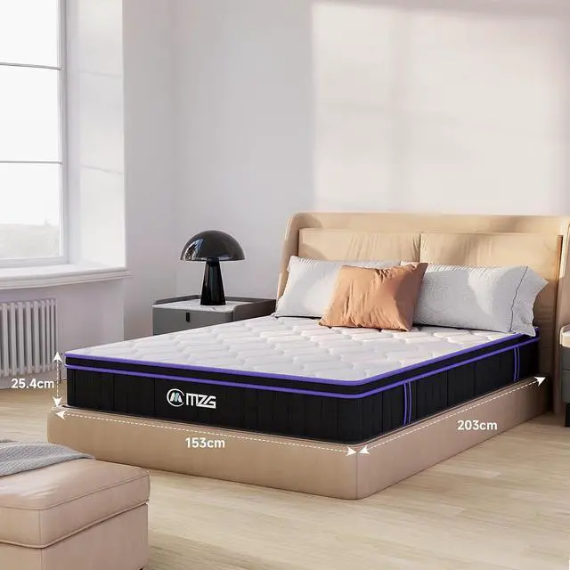 Alt view image 2 of 7 - M 10 Inch Queen Size, Hybrid Mattress, Medium Firm, Gel-Infused Memory Foam, Pillow Top, Pocket Coils, Cooling & Breathable, CertiPUR-US Certified, Fiberglass-Free, Mattress in a Box
