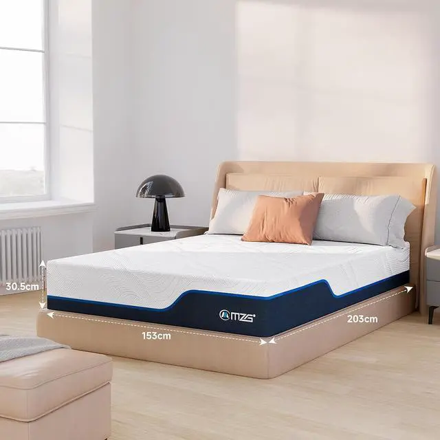 Alt view image 4 of 7 - M 12 Inch Queen Size Plush Hybrid Mattress, Gel-Infused Memory Foam Pillow Top & High-Density White Support Foam, Cooling & Breathable, CertiPUR-US Certified, Mattress in a Box