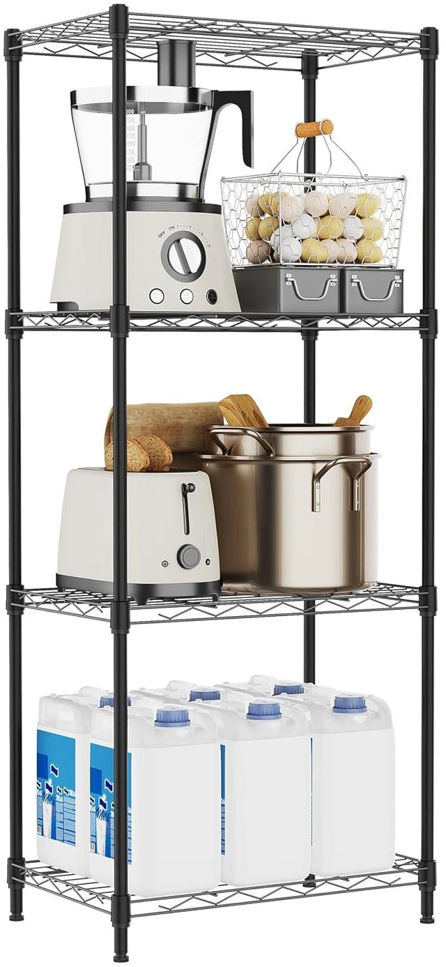 Main image of M 4 Tiers Shelf Metal Storage Shelves Wire Rack Closet Organizers for Garage Kitchen Bathroom Laundry Black 11.8" D x 17.7" W x 41.9" H