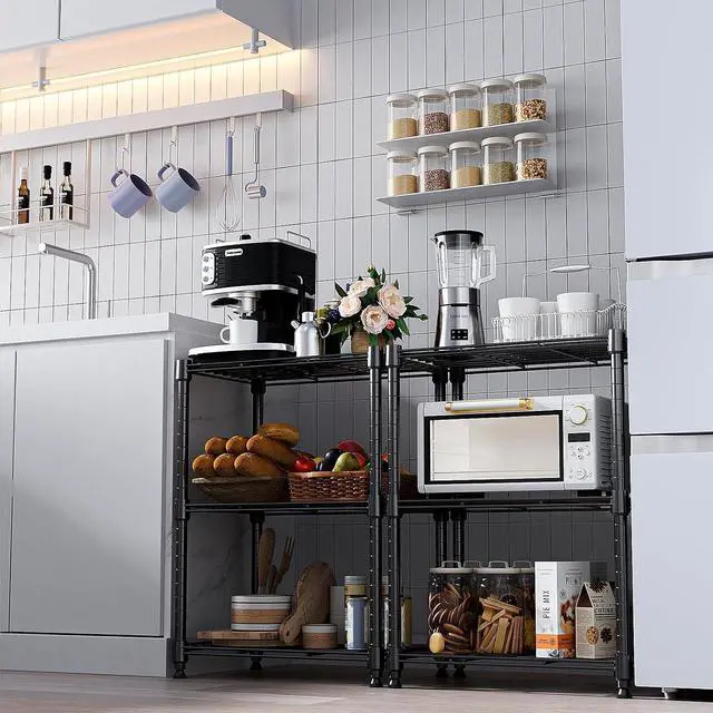 Alt view image 7 of 7 - M 450 lbs Steel Storage Shelving 3-Tier Utility Shelving Unit Steel Organizer Wire Rack for Home,Kitchen,Office (11.8" D x 17.7" W x 26.3" H) (Pack of 2)