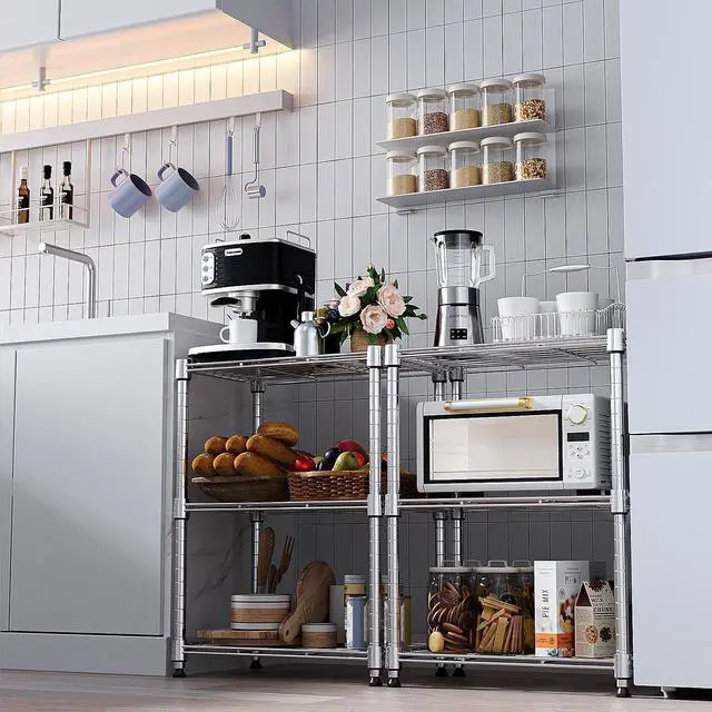 Alt view image 6 of 7 - M 450 lbs Wire Storage Shelving 3-Tier Utility Shelving Unit Steel Organizer Wire Rack for Home,Kitchen,Office,Chrome,irongrey,White(11.8" D x 17.7" W x 26.4" H)