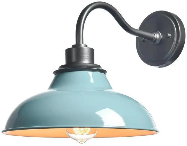 Main image of HYDELITE Macaron Wall Sconce Gooseneck with Nautical Sea Green Shade | Modern Indoor Barn Shade Wall Lighting for Bedroom Living Room Kitchen Hallway