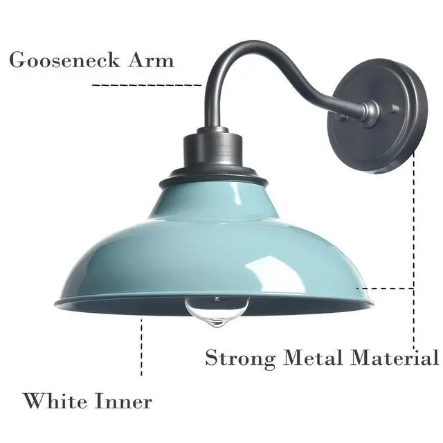 Alt view image 3 of 7 - HYDELITE Macaron Wall Sconce Gooseneck with Nautical Sea Green Shade | Modern Indoor Barn Shade Wall Lighting for Bedroom Living Room Kitchen Hallway